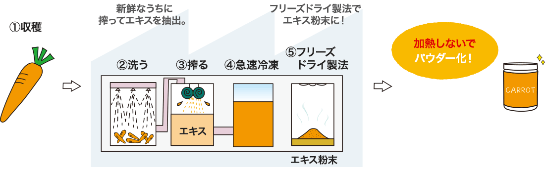 ボタラボキャロットの生絞り製法